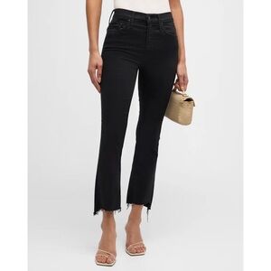 Mother the insider crop step fray kick flare jeans black